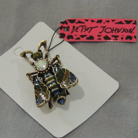NWT Betsey Johnson Aurora Borealis Back Wasp Bee Brooch Pin - Picture 3 of 10